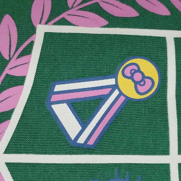 Hello Kitty Athletic Dept. Graphic Cropped Long Sleeve Sweatshirt ~ Green - Picture 11 of 15